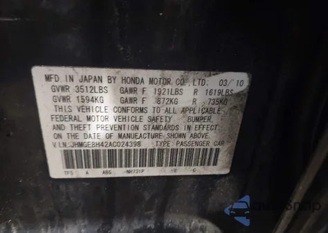 2010 Honda Fit Sport z USA, uszkodzony, nr VIN JHMGE8H42ACO24398